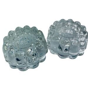 Vintage 1970's Princess House Reversible 3-Way Ribbed Crystal Candle Holders